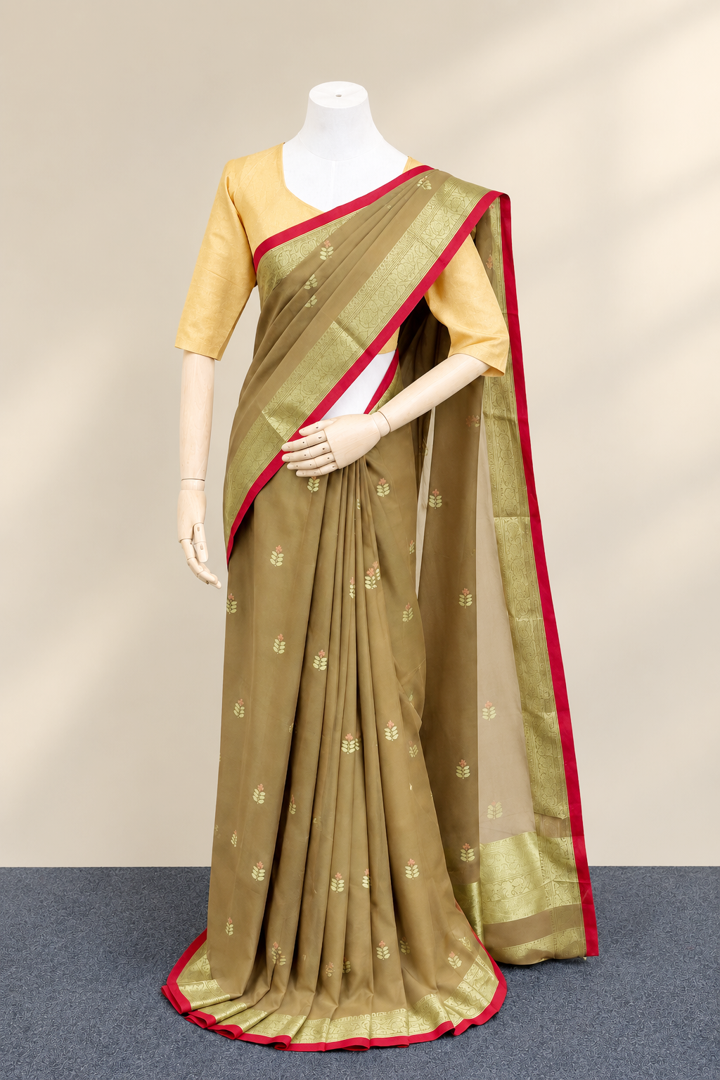 Earthy Brown Kosturi Cotton Saree