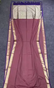 Maroon Purple Handloom Cotton Gadwal Saree