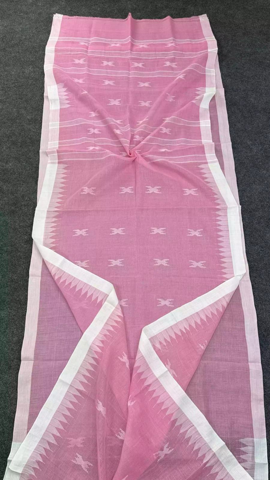 Pink & White Suily Manipuri Saree