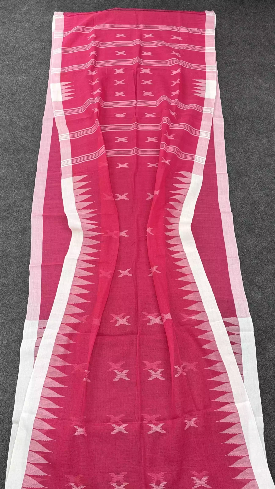 Deep Pink & White Shiuli Manipuri Saree