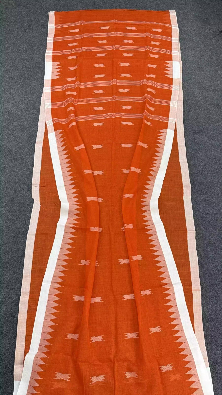 Orange & White Suily Manipuri Saree