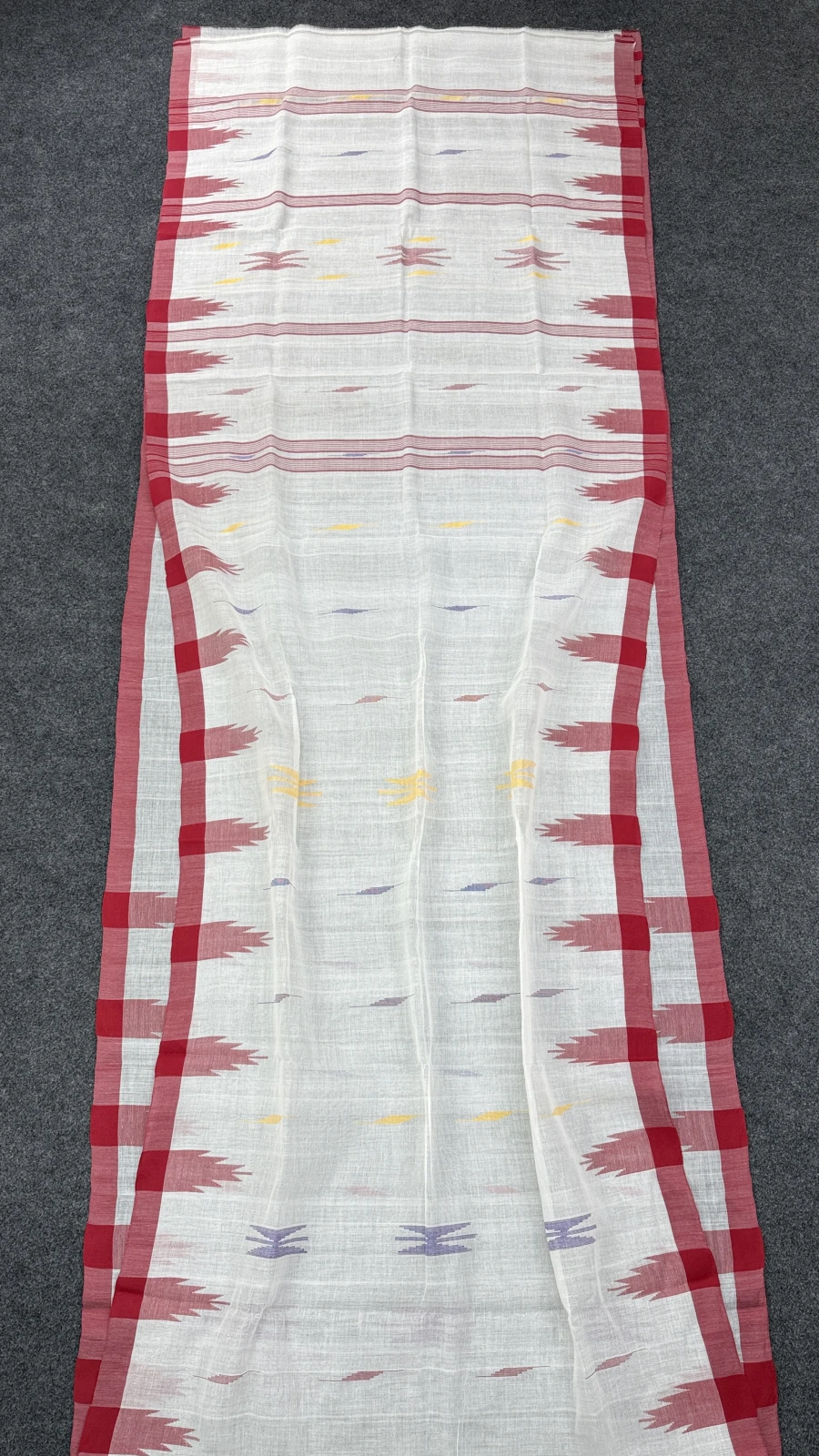 Off-White with Maroon Border Manipuri Saree