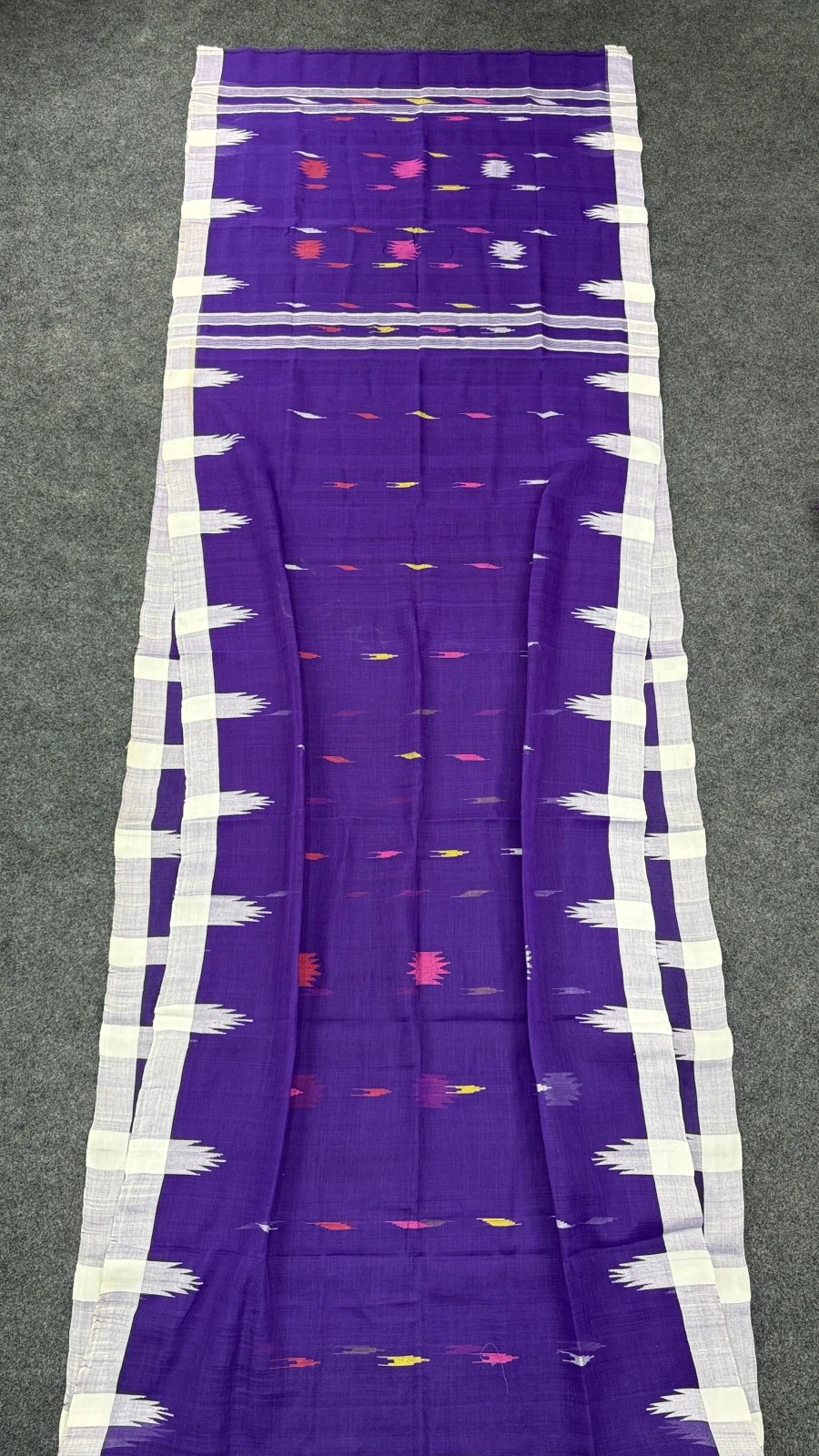 Royal Purple with White Border Manipuri Saree