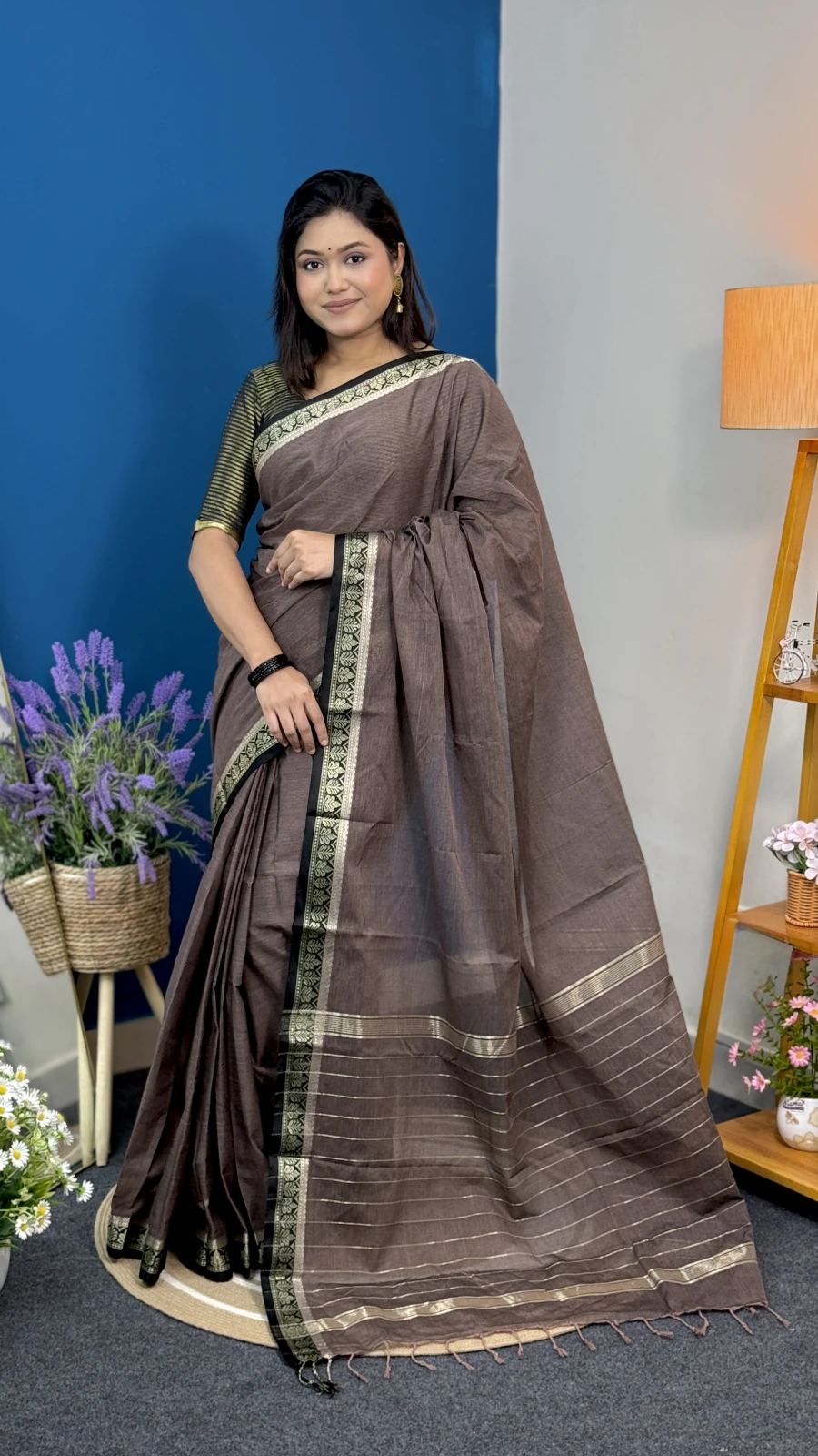 Coffee Brown Aarong Cotton Saree
