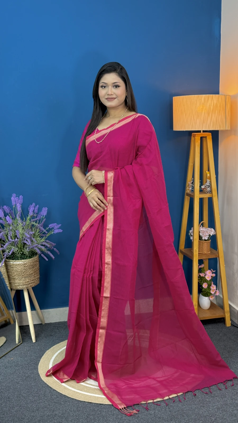 Magenta Pink Kota Cotton Saree