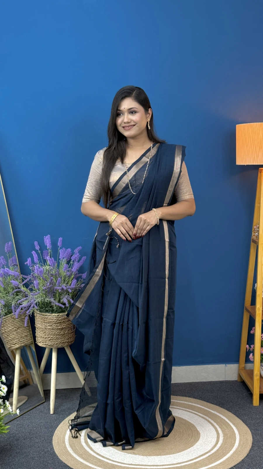 Steel Blue Kota Cotton Saree
