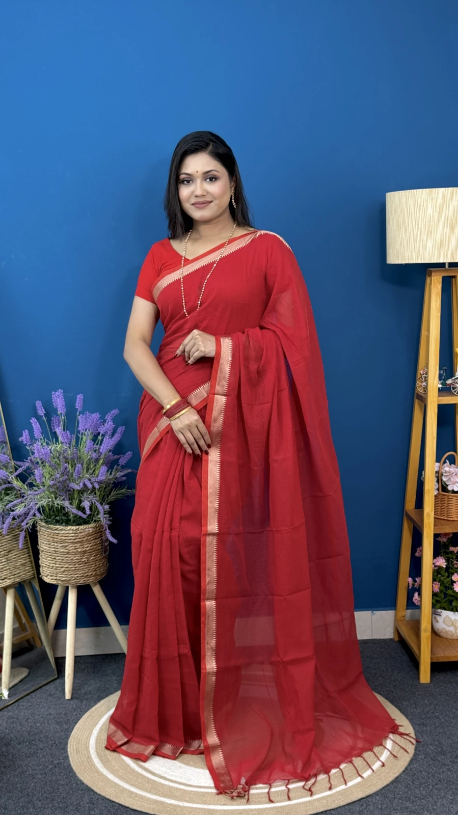 Red Kota Cotton Saree